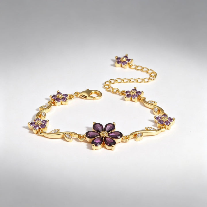 S925 Sterling Silver 18K Gold Plated Vine Flower Bracelet