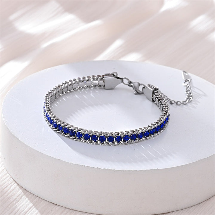 S925 Sterling Silver Two-Row Cuban Link CZ Tennis Bracelet
