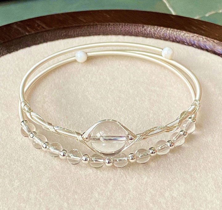 14K Gold Hand-Wrapped Natural Crystal Spring Coil Bracelet