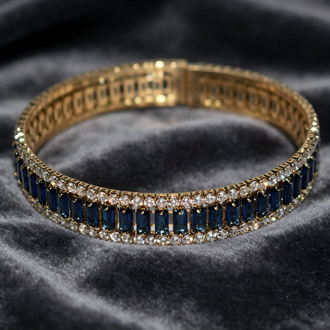 Starlight Rhythm Geometric Pavé Open Cuff Bracelet