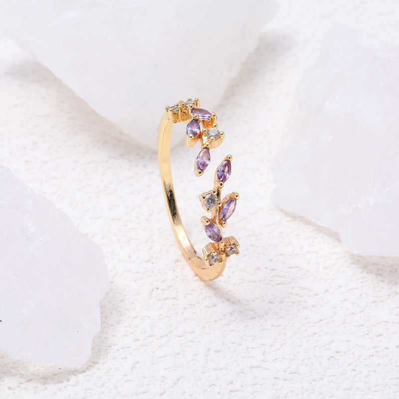 Ear of Wheat S925 Silver 14K Gold Plated Geometric Open Ring