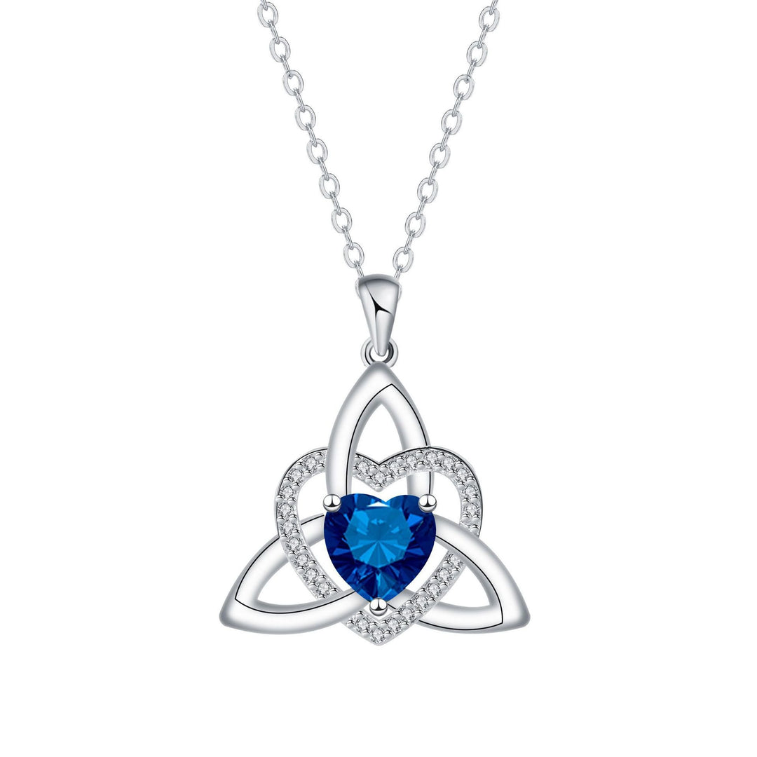 Eternal Bond S925 Sterling Silver Celtic Triquetra Birthstone Necklace
