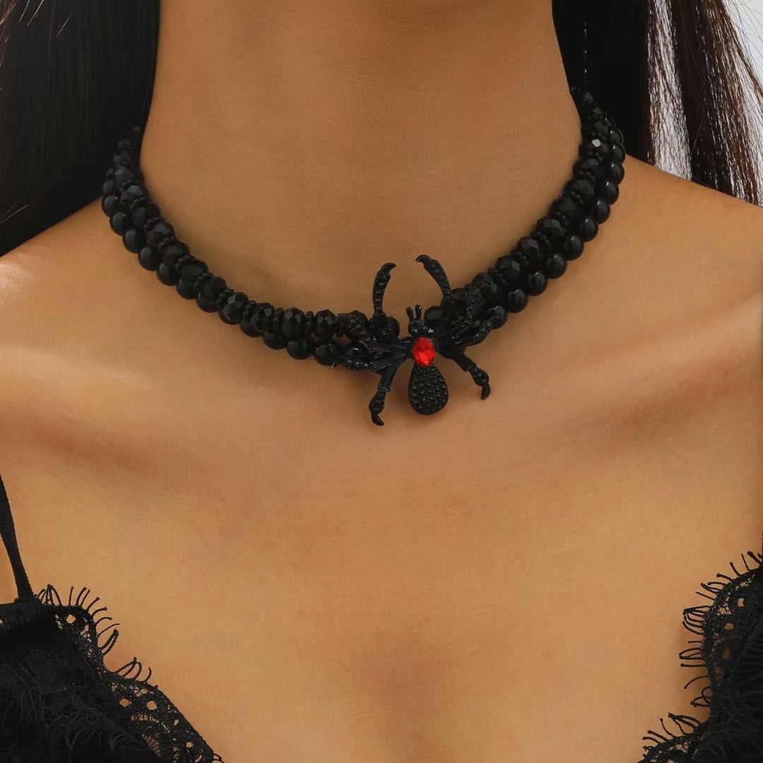 Halloween Dark Queen · Gothic Pavé Spider Beaded Jewelry Set