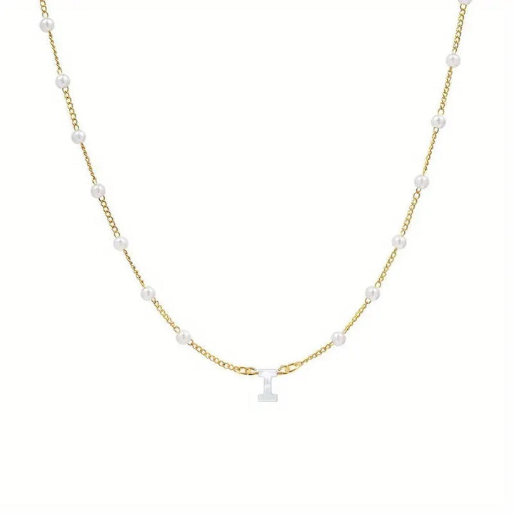 18K Gold Plated Pearl Initial Necklace