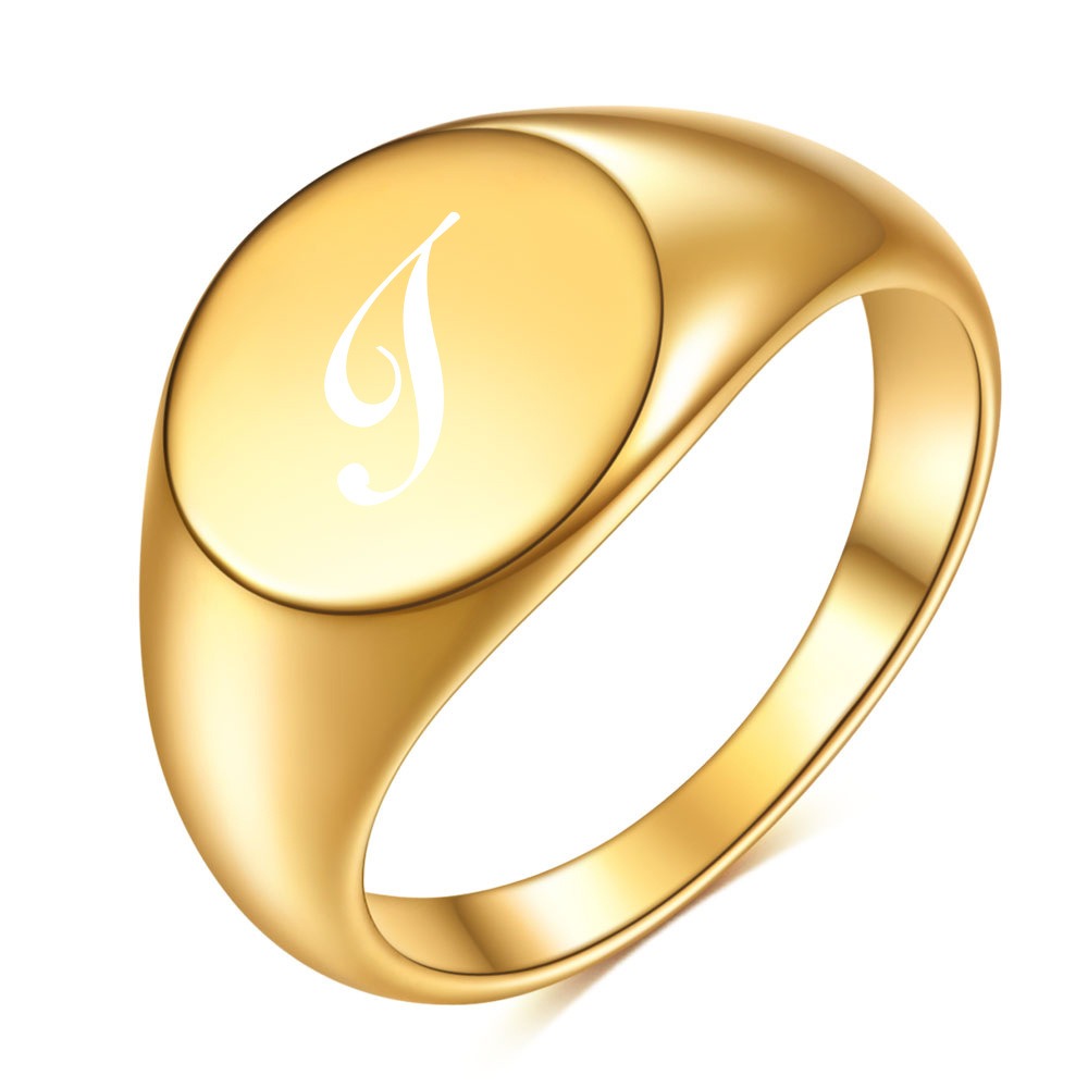 Personalized Script Initial Signet Ring
