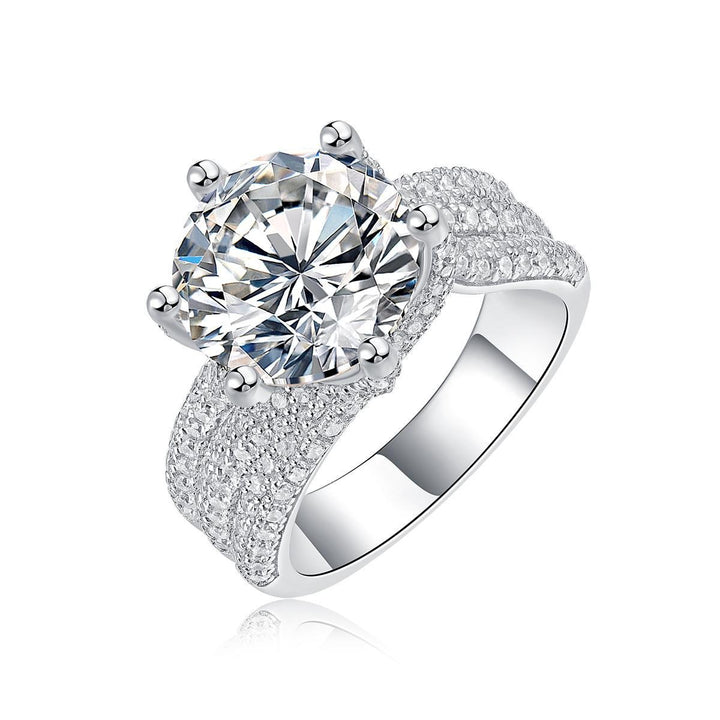 Celestial Crown S925 Silver 6-Prong Large Round Cut Pavé Split Shank Ring