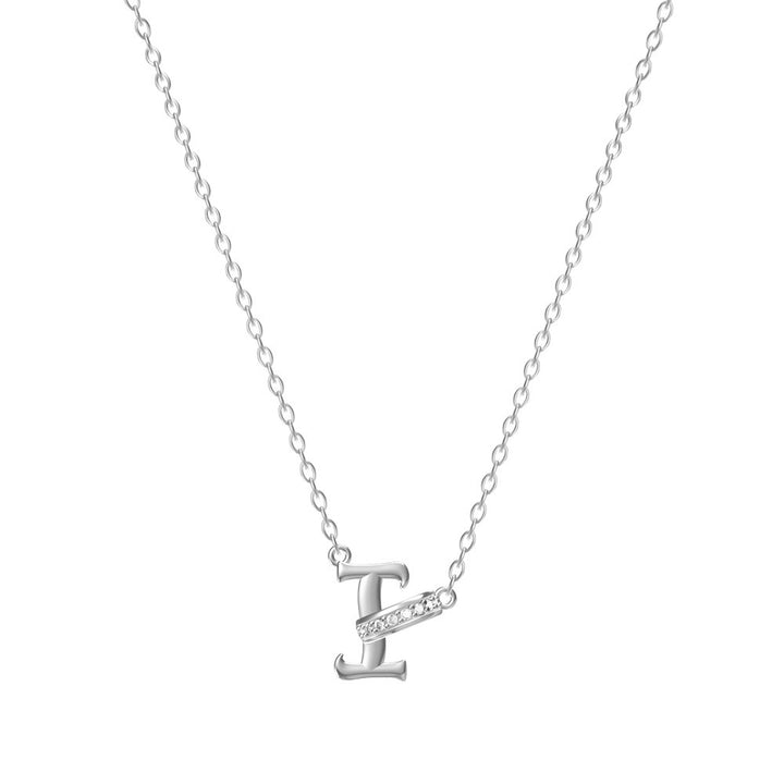 S925 Sterling Silver Micro-Pavé Ring Initial Necklace