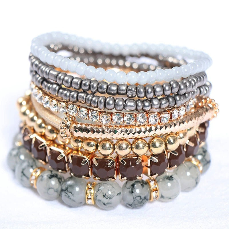 Boho Stackable Beaded Bracelet Set