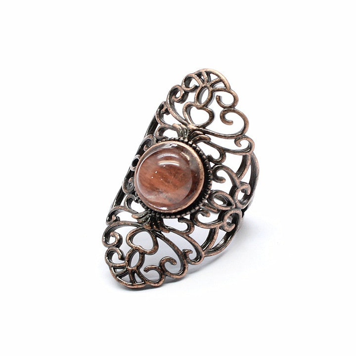 Boho Statement Gemstone Vintage Filigree Natural Stone Ring
