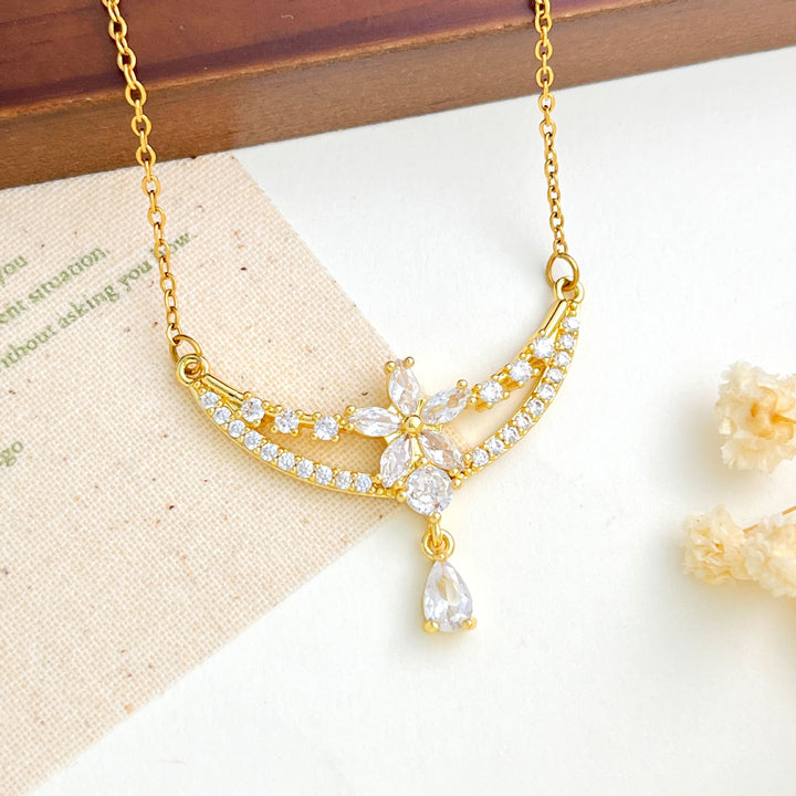 French Romance · Vintage Floral Vine Marquise & Teardrop Pavé Necklace