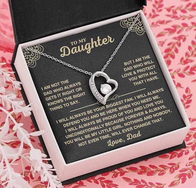 Eternal Love Floating Heart Necklace Personalized Gift Set for Her To My Daughter/Wife/Grandma/Mom/ Granddaughter(Gift Box & Card Included)