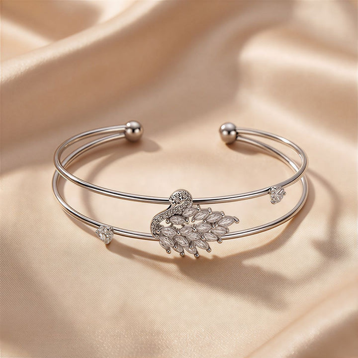 S925 Sterling Silver 3D Floral Cuff Bracelet