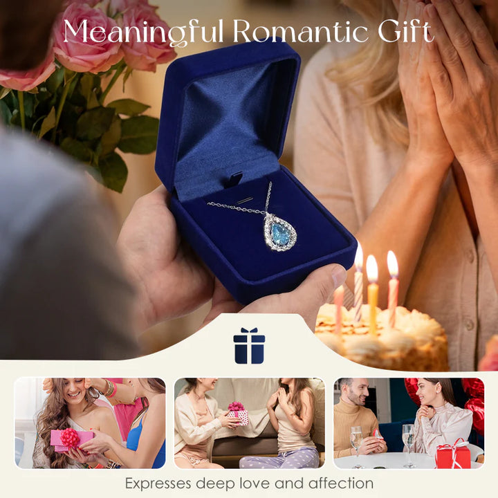 Elegant Blue Teardrop Necklace for Women