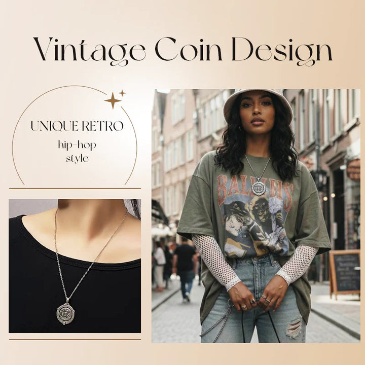 Unisex Retro Spinning Decision Coin Necklace
